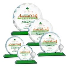 Employee Gifts - Nashdene Full Color Green Globe Crystal Award