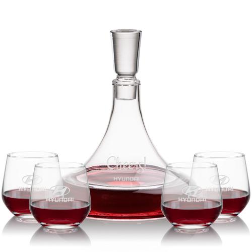 Corporate Gifts - Barware - Gift Sets - Ashby Decanter & Garland Stemless Wine