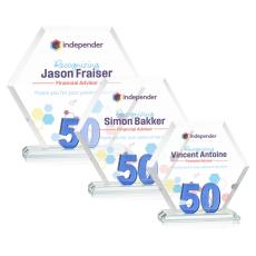 Employee Gifts - Riviera Anniversary Full Color No 50 Polygon Crystal Award