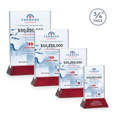 Walkerton Full Color Starfire /Rosewood (Vert) Rectangle Crystal Award - Full Color Imprint