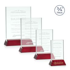 Employee Gifts - Walkerton Jade/Rosewood (Vert) Rectangle Glass Award