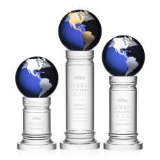 Employee Gifts - Colverstone Blue/Gold Globe Crystal Award