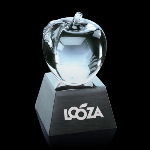 Awards and Trophies - Apple Glass on Aluminum Base Award
