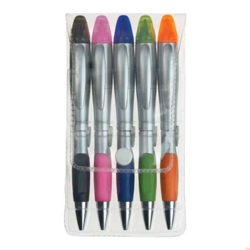 Promotional Productions - Writing Instruments - Plastic Pens - Silver Champion 5pc Gift Pack
