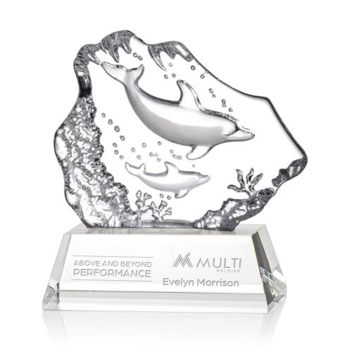 Awards and Trophies - Ottavia 2 Dolphins Animals Crystal Award