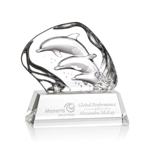 Awards and Trophies - Ottavia 3 Dolphins Animals Crystal Award