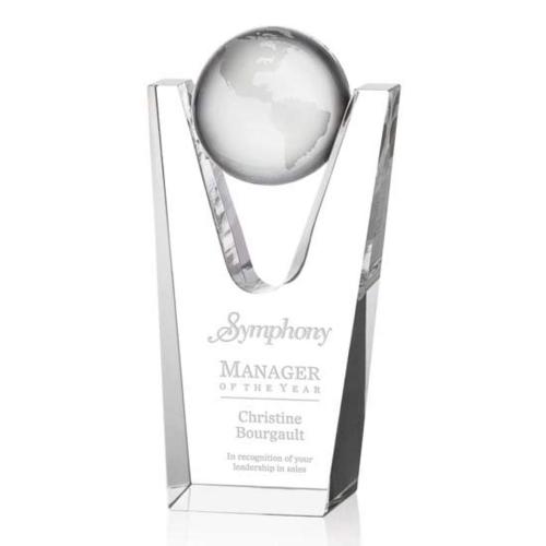 Awards and Trophies - Pierce Globe Crystal Award