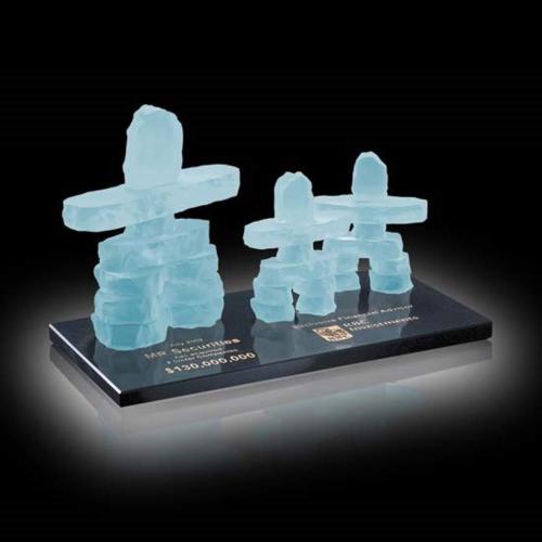 Corporate Gifts - Inukshuks - Family of 3 on Marble
