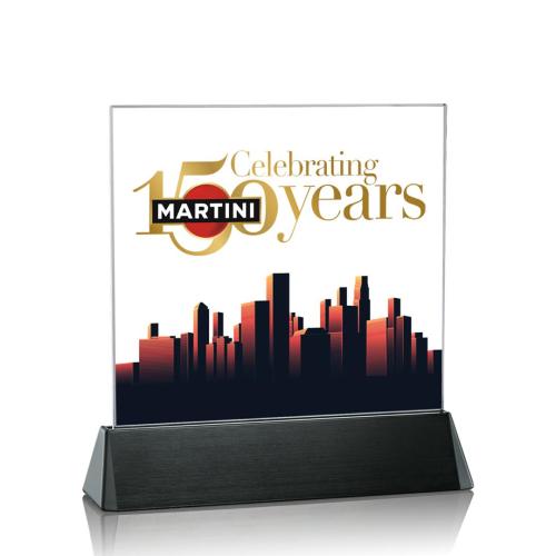 Awards and Trophies - Full Color Imprint - Sierra Square Full Color Black Square / Cube Crystal Award