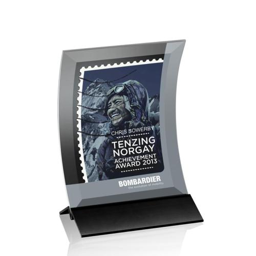 Awards and Trophies - Dominga Full Color Black Rectangle Crystal Award
