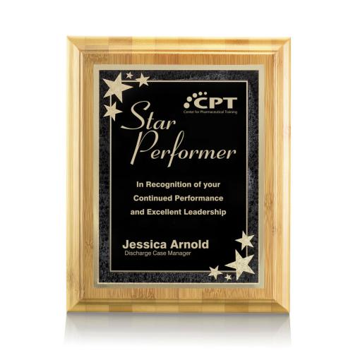 Awards and Trophies - Plaque Awards - Bamboo/Starburst - Black