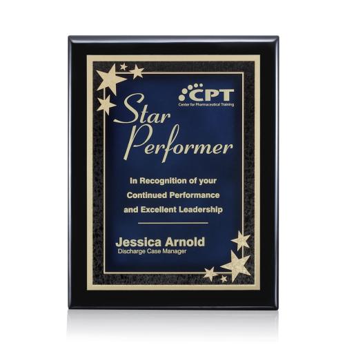 Awards and Trophies - Plaque Awards - Oakleigh/Starburst - Black/Blue