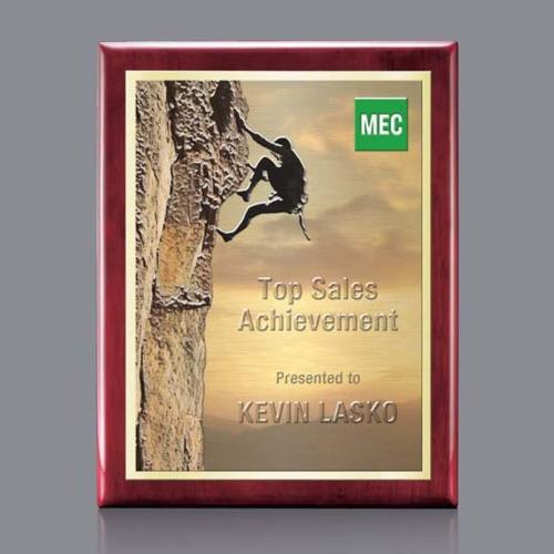 Awards and Trophies - Plaque Awards - Full Color Plaques - Oakleigh Full Color 3D - Rosewood/Gold