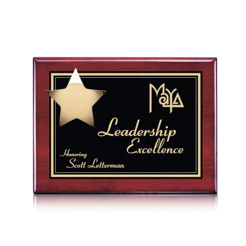 Awards and Trophies - Plaque Awards - Hollister Plaque - Rosewood/Gold 