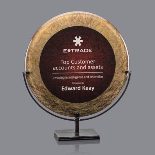 Awards and Trophies - Baldridge Gold/Burgundy Circle Acrylic Award