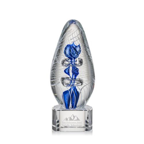 Awards and Trophies - Crystal Awards - Glass Awards - Art Glass Awards - Galactica Tear Drop on Paragon Base Glass Award