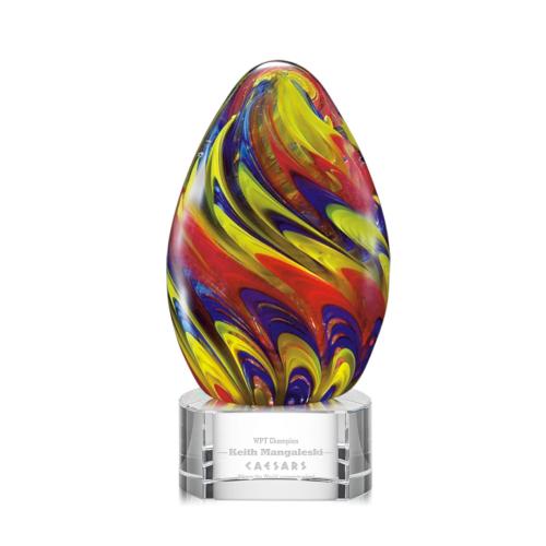 Awards and Trophies - Crystal Awards - Glass Awards - Art Glass Awards - Hibiscus Glass on Paragon Base Award