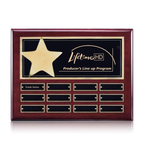 Awards and Trophies - Plaque Awards - Hollister (Horiz) Perpetual - Rosewood/Gold