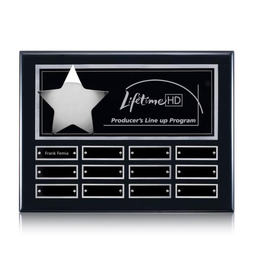 Awards and Trophies - Plaque Awards - Hollister (Horiz) Perpetual - Black/Silver 