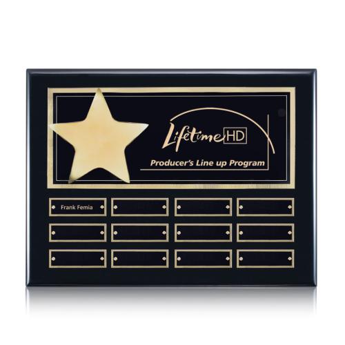 Awards and Trophies - Plaque Awards - Hollister (Horiz) Perpetual - Black/Gold 
