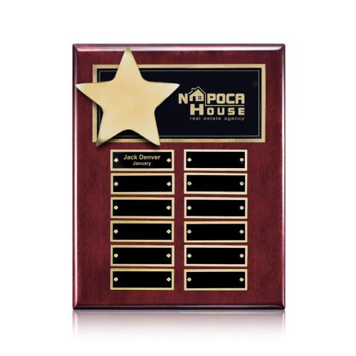 Awards and Trophies - Plaque Awards - Hollister (Vert) Perpetual - Rosewood/Gold 