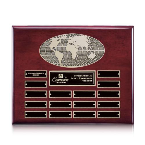 Awards and Trophies - Plaque Awards - World (Horiz) Perpetual - Rosewood Finish