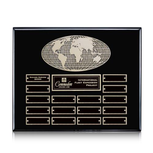 Awards and Trophies - Plaque Awards - World (Horiz) Perpetual - Black Finish