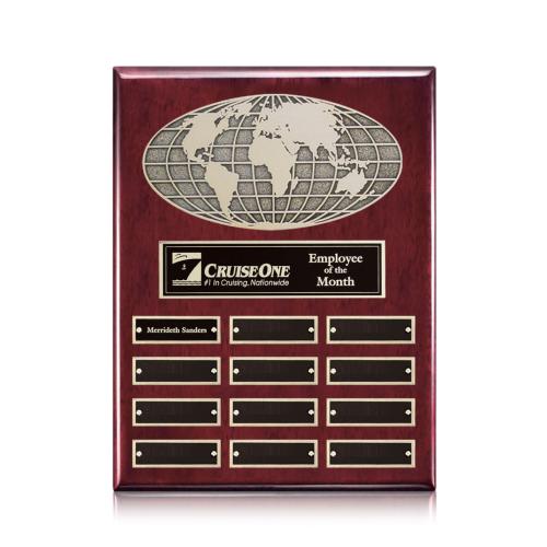Awards and Trophies - Plaque Awards - World (Vert) Perpetual - Rosewood Finish