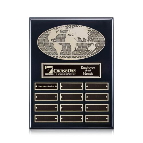 Awards and Trophies - Plaque Awards - World (Vert) Perpetual - Black Finish