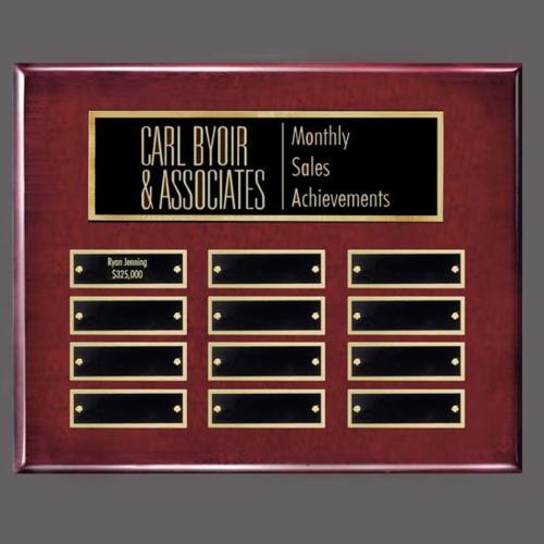 Awards and Trophies - Plaque Awards - Oakleigh Horiz Pert/Plaque - Rosewood/Gold