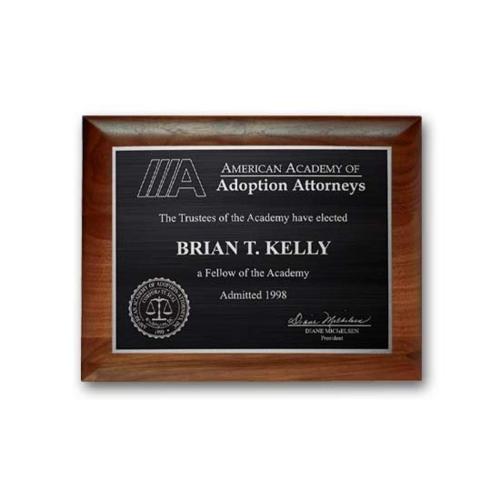 Awards and Trophies - Plaque Awards - Etch/Antiqued Plaq - Walnut Rolled Edge