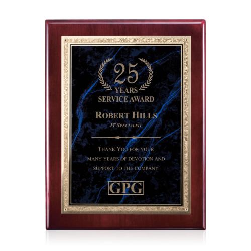 Awards and Trophies - Plaque Awards - Gemstone Rosewood Plaque - Rosewood/Lapis