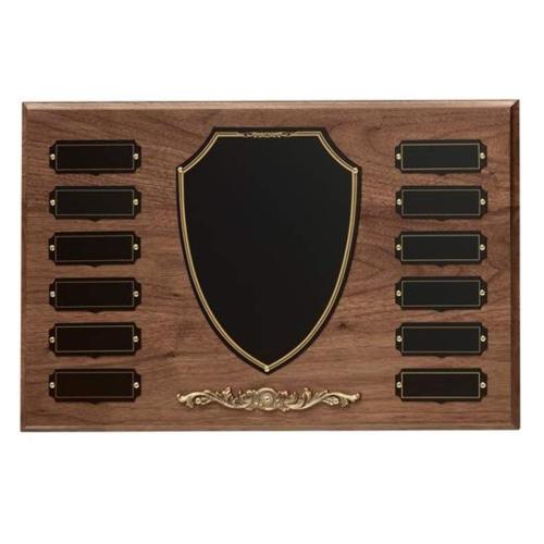 Awards and Trophies - Plaque Awards - Walnut Shield Perpetual 