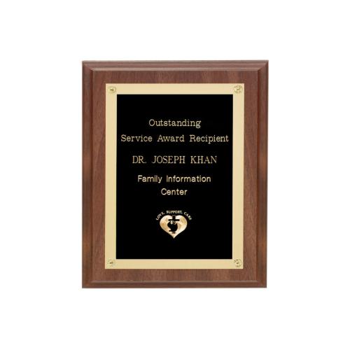 Awards and Trophies - Plaque Awards - Walnut Finish Plaque w/Rosettes