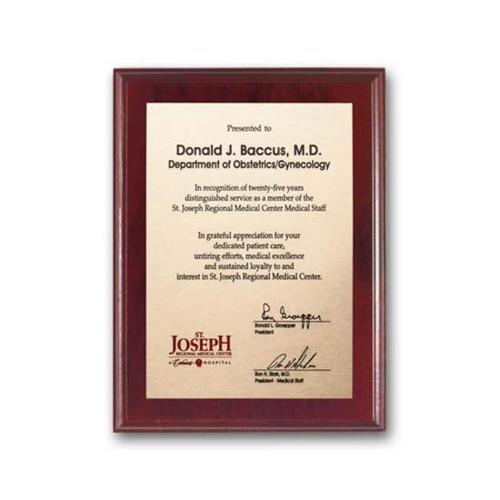 Awards and Trophies - Plaque Awards - Full Color Plaques - Etch/Colorfill Plaq - Mahogany