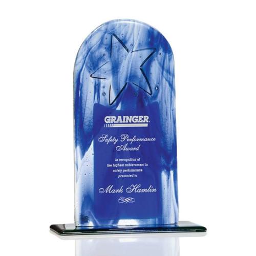 Awards and Trophies - Crystal Awards - Glass Awards - Art Glass Awards - Star Arch Fusion Star Glass Award