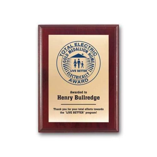 Awards and Trophies - Plaque Awards - Full Color Plaques - Screenprint Brass - Mahogany     
