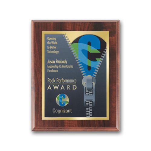 Awards and Trophies - Plaque Awards - Full Color Plaques - SpectraPrint™ Plaque - Walnut Gold  