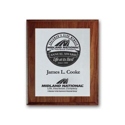 Awards and Trophies - Plaque Awards - Full Color Plaques - Screenprint Aluminum - Walnut/Cove Edge    