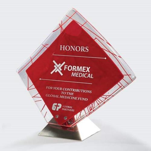 Awards and Trophies - Crystal Awards - Glass Awards - Art Glass Awards - Solitaire Diamond Glass Award