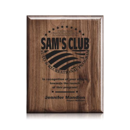Awards and Trophies - Plaque Awards - Laser Engraved Plaq - Walnut Piano Finish