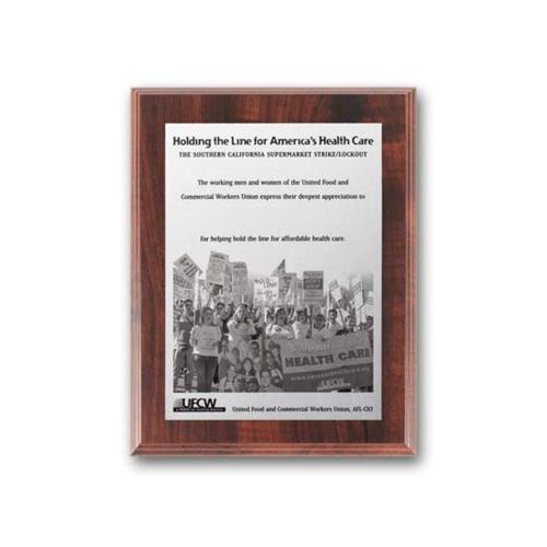Awards and Trophies - Plaque Awards - Metal Photo Plaq - Walnut Finish