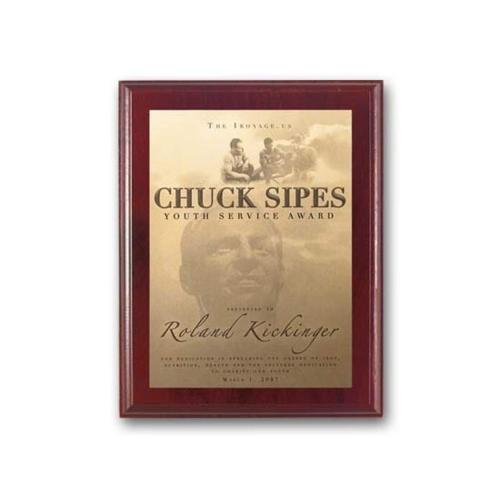 Awards and Trophies - Plaque Awards - Metal Photo Plaq - Mahogany