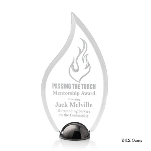 Awards and Trophies - Vulcan Hemisphere Laser Engraved Flame Acrylic Award
