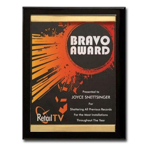 Awards and Trophies - Plaque Awards - Glass Plaques - Brass Channel Plaque