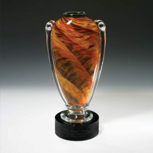 Awards and Trophies - Crystal Awards - Glass Awards - Art Glass Awards - Amber Amphora Cup Glass Award