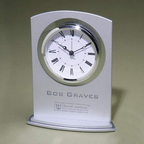 Corporate Gifts - Clocks - Silver Arc clock