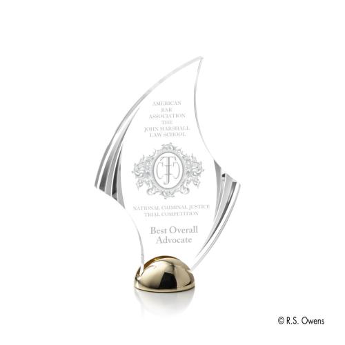 Awards and Trophies - Flourish Hemisphere Laser Engraved Flame Acrylic Award