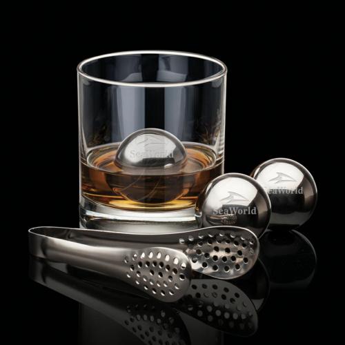 Corporate Gifts - Barware - On the Rocks Glasses - Swiss Force® Set of 2 Whiskey Balls & Tongs