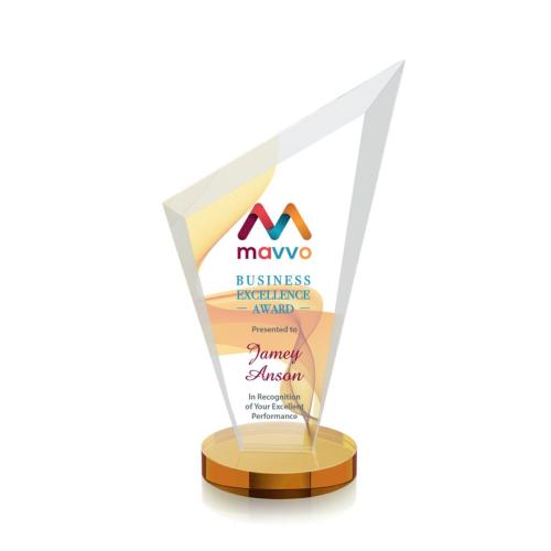 Awards and Trophies - Condor Full Color Amber Peaks Crystal Award